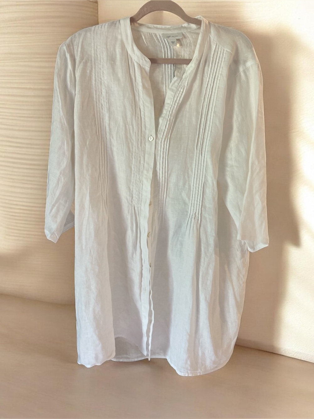 J. Jill pure White Pintuck Linen Blouse